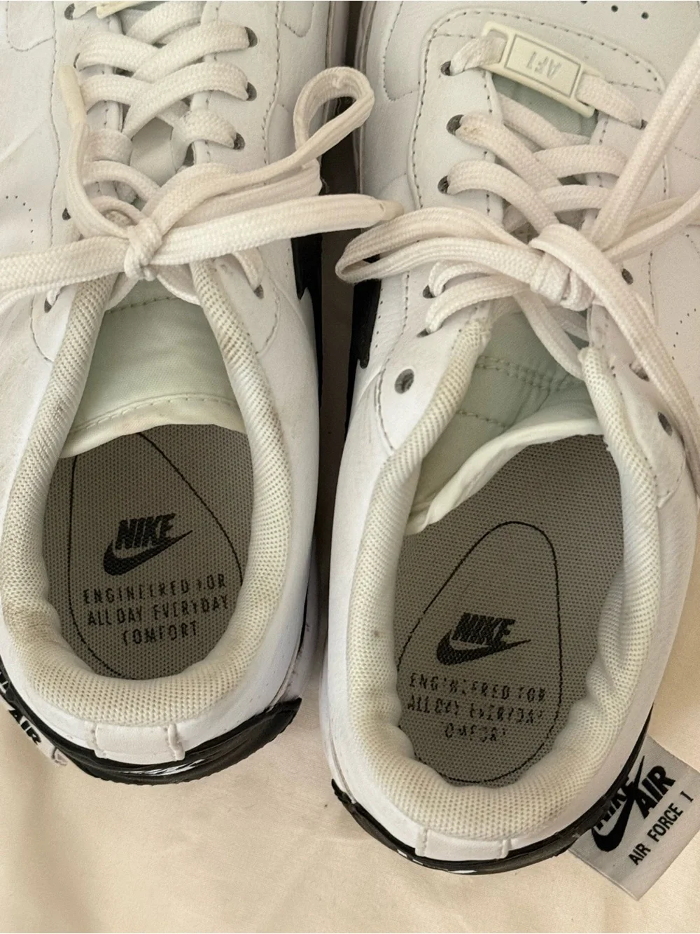 Nike Kids Sneakers - White and Black Nike Air Force Style